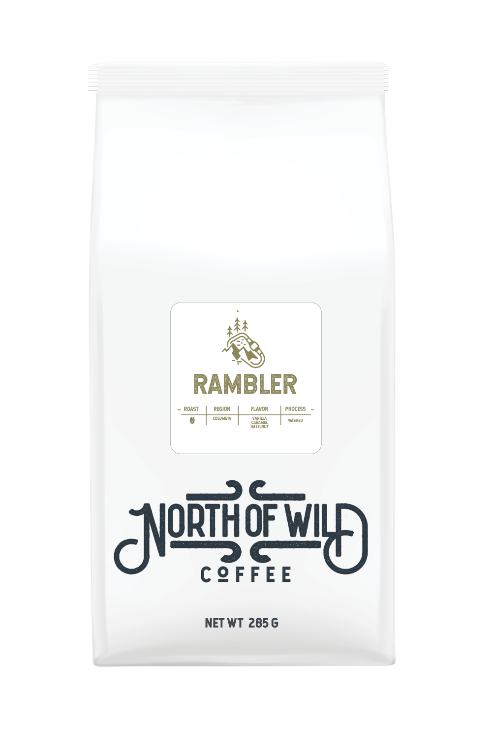 "Rambler light roast coffee bag — single origin Colombia with vanilla, caramel and hazelnut notes"